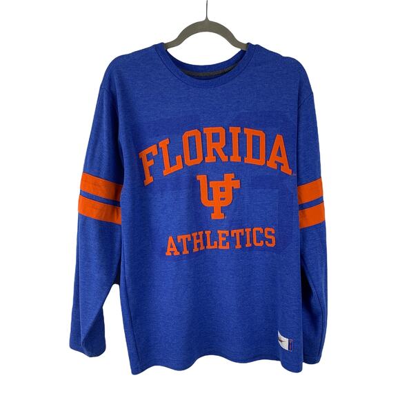 Nike Florida Gators Waffle Knit Long Sleeve Tee Shirt Womens Medium Blue Orange - Picture 1 of 7